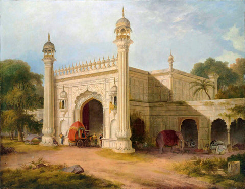 Gate of Serai at Chandpore in the Rohilla District - Thomas Daniell  - Vintage Orientalist Paintings of India - Canvas Prints by Thomas Daniell
