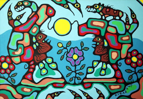 Gathering Shamans - Norval Morrisseau - Ojibwe Painting - Posters by Norval Morrisseau