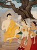 Gautam Buddha With Sujata - Rama Mukherji - Bengal School Art Painting - Large Art Prints