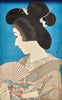 Geisha In Summer - Torii Kotondo - Japanese Oban Tate-e print Painting - Posters