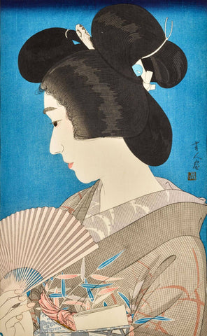 Geisha In Summer - Torii Kotondo - Japanese Oban Tate-e print Painting - Posters by Torii Kotondo