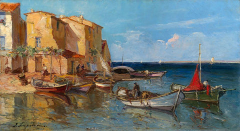 Fishing Village - George Lapchine - Canvas Prints by George Lapchine