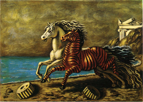 Horse And Zebra - Framed Prints by Giorgio De Chirico