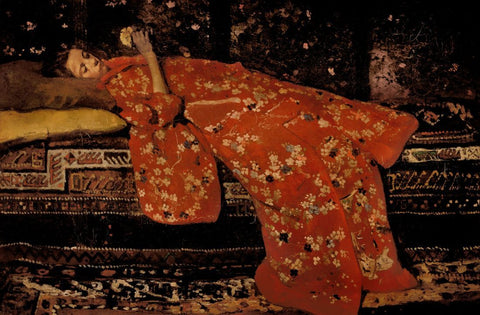 The Red Kimono (Der rote Kimono) - George Breitner - Dutch Impressionist Painting by George Hendrik Breitner