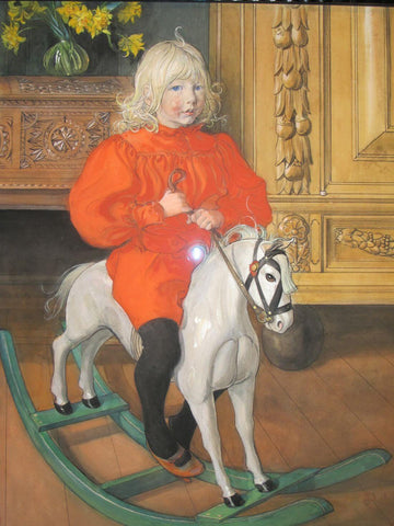 Girl On A Rocking Horse - Carl Larsson - Impressionist Art Painting - Canvas Prints