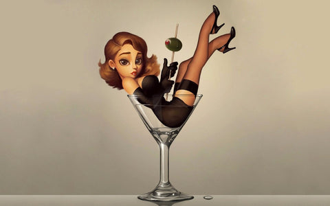 Girl In A Martini Glass - Bar Art - Art Prints