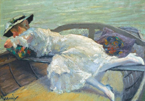 Girl In A Boat - Framed Prints by Edward Cucuel