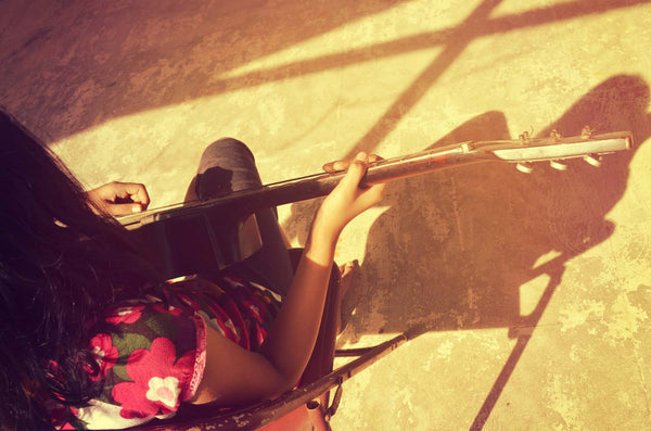 Girl Playing Guitar - Framed Prints