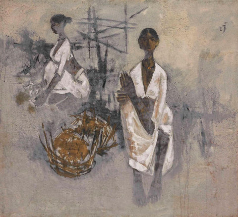 Girl With Basket by B. Prabha