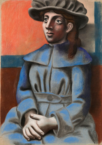 Girl in a Hat with Her Hands Clasped (Fille au chapeau avec ses mains jointes) – Pablo Picasso Painting - Framed Prints