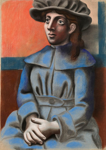 Girl in a Hat with Her Hands Clasped (Fille au chapeau avec ses mains jointes) – Pablo Picasso Painting by Pablo Picasso