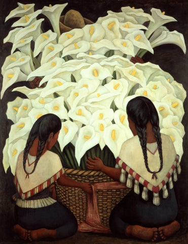 Untitled-(Girl With The Calla Lilies) by Diego Rivera