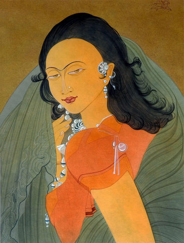 Glance - Abdur Chugtai Painting by Abdur Rahman Chughtai