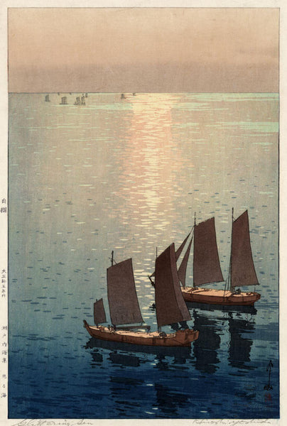 Glittering Sea - Yoshida Hiroshi - Ukiyo-e Woodblock Print Art Painting - Framed Prints