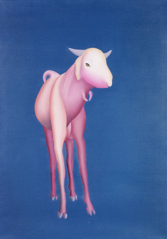 Goat (Blue Background) by Manjit Bawa