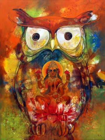 Goddess Lakshmi - Contemporary Painting - Posters by Nik