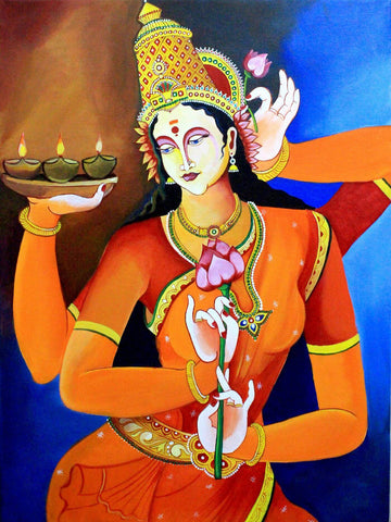 Goddess Lakshmi - Painting - Canvas Prints