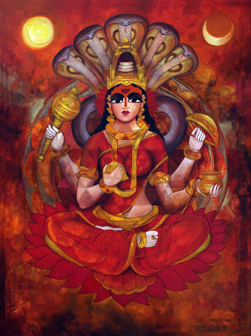 Goddess MahaLakshmi - Contemporary Painting - Large Art Prints by Nik