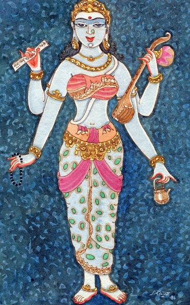 Goddess Saraswati II- S Rajam - Art Prints
