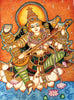 Godess Saraswati - Kerala Mural Painting - Indian Folk Art - Life Size Posters