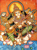 Godess Saraswati - Kerala Mural Painting - Indian Folk Art - Canvas Prints