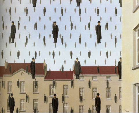 Golconda (Golconde) - René Magritte Painting – Surrealist Art Painting by Rene Magritte