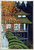 Golden Leaves of Cherry Tree at Joshokoji Temple - Kasamatsu Shiro - Japanese Woodblock Ukiyo-e Art Print - Posters
