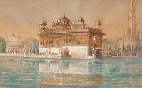 Golden Temple Amritsar - M K Parandikar - Vintage Indian Art Painting - Framed Prints by Akal