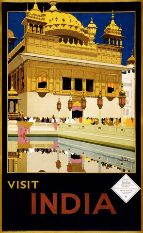 Golden Temple Amritsar - Visit India - 1930s Vintage Travel Poster - Life Size Posters
