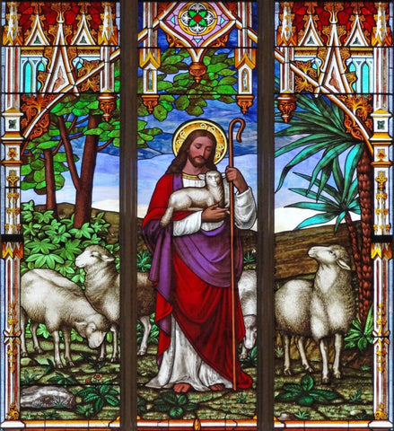 The Good Shepherd Holding A Lamb – Christian Art Painting by Christian Art