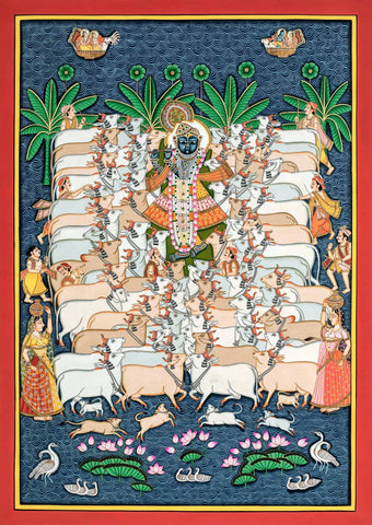 Gopashtami Shrinathji - Pichwai Painting - Posters by Krishna Pichwai