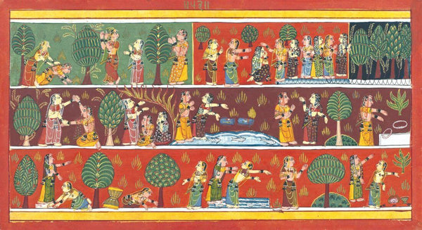 Gopis In Search of Lord Krishna - Vintage c1710 - Pichwai Art Painting - Framed Prints