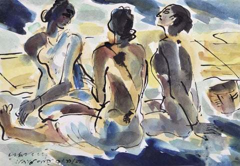 Gossip - Ramkinkar Baij - Bengal School Indian Painting - Posters by Ramkinkar Baij