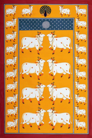 Govinda Cows - Krishna Pichwai Indian Painting - Life Size Posters