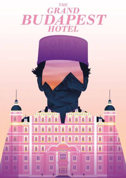 Grand Budapest Hotel - Wes Anderson - Hollywood Movie Minimalist Poster - Art Prints
