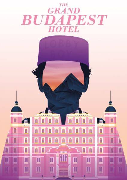 Grand Budapest Hotel - Wes Anderson - Hollywood Movie Minimalist Poster - Large Art Prints