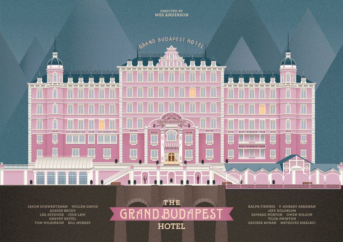 Grand Budapest Hotel Wes Anderson Tallenge Hollywood Movie Poster Collection Large Art Prints