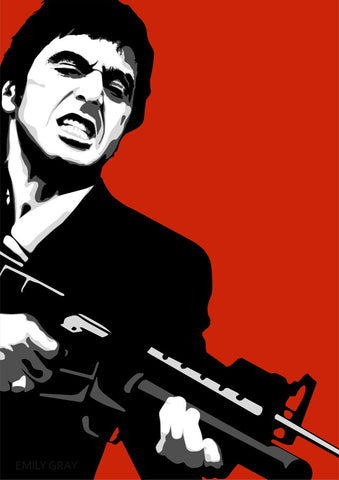 Graphic Art Poster - Scarface - Tony Montana - Say Hello To My Little Friend - Hollywood Collection - Life Size Posters by Bethany Morrison