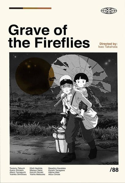 Grave Of The Fireflies - Studio Ghibli - Japanaese Animated Movie Minimalist Poster - Art Prints