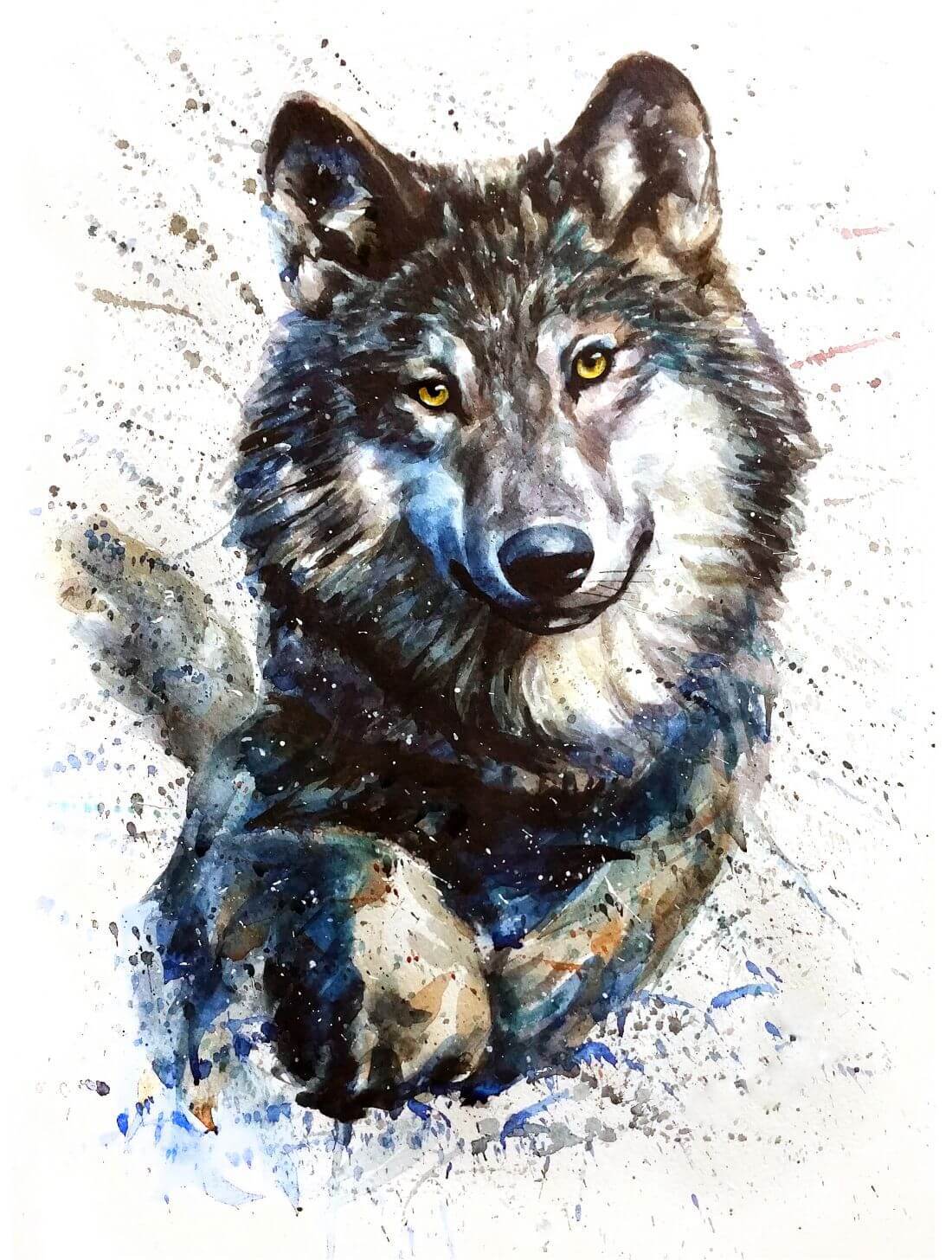 Gray Wolf - Watercolor Animal Painting - Canvas Prints by Sina ...