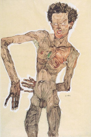Grimassierendes Aktselbstbildnis (Nude Self-Portrait, Grimacing) - Large Art Prints by Egon Schiele