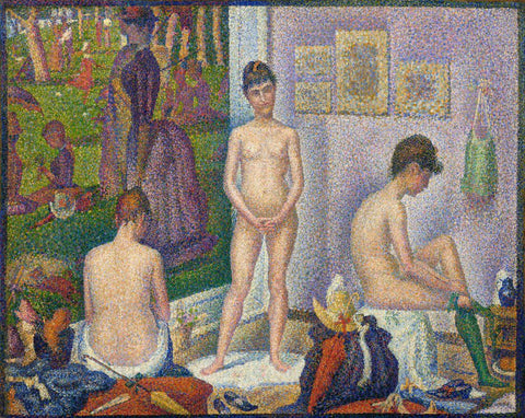Group of Three Models (Les Poseuses, Ensemble) - Georges Seurat 1888 - Figurative Post Impressionist Pointillism Painting - Life Size Posters