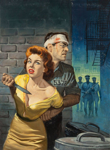 Guilty Crime Story - Pulp Magazine Art Covers - Wil Hulsey Painting by Wil Hulsey