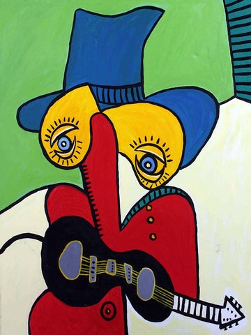 Guitarist With Hat - Art Prints