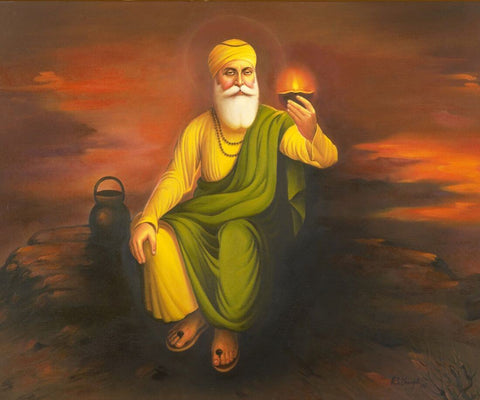Guru Nanak  Ji Painting - Indian Sikhism Art Painting - Canvas Prints by Akal