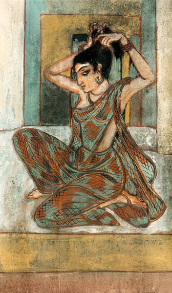 Hair Dressing - Nandalal Bose - Bengal School Indian Watercolor Painting - Art Prints