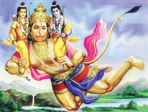 Hanuman Carrying Ram And Lakshman - Life Size Posters by Raghuraman