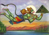 Hanuman Carrying The Gandhamadan Mountain - Indian Ramayana Painting - Framed Prints