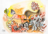 Hanuman (Setting Lanka On Fire) - Maqbool Fida Husain - Ramayan Painting - Art Prints
