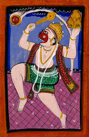 Hanuman With The Sun In His Tail Carrying The Mountain by Raghuraman